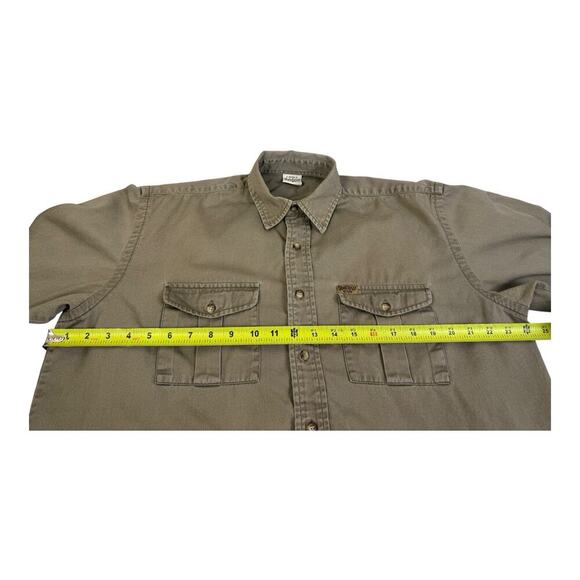 Vintage 90s Rainforest Cafe Cotton Men’s Medium Brown Canvas Button Down Shirt - Picture 13 of 16
